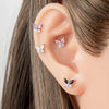 Titanium Steel Punk Butterfly Earrings With Zirconia