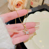Titanium Steel Real Gold Electroplated Fivepointed Star Necklace Inlaid Zircon Pendant For Women