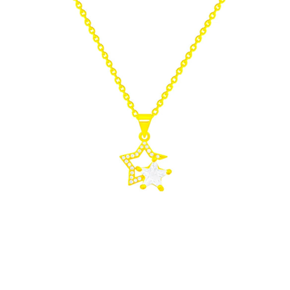 Titanium Steel Real Gold Electroplated Fivepointed Star Necklace Inlaid Zircon Pendant For Women