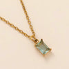 Titanium Steel Rectangular December Birthstone Pendant Necklace With Colorful Zircon Electroplated 18K Gold Color Retro Geometric Style Unisex