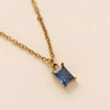 Titanium Steel Rectangular December Birthstone Pendant Ochain Necklace Electroplated With 18K Gold Color Retro Geometric Style Unisex