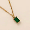 Titanium Steel Rectangular December Birthstone Pendant Ochain Necklace Electroplated With 18K Gold Color Retro Geometric Style Unisex