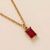 Titanium Steel Rectangular December Birthstone Pendant Ochain Necklace Electroplated With 18K Gold Color Retro Geometric Style Unisex