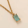 Titanium Steel Rectangular December Birthstone Pendant Ochain Necklace Electroplated With 18K Gold Color Retro Geometric Style Unisex