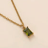 Titanium Steel Rectangular December Birthstone Pendant Ochain Necklace Electroplated With 18K Gold Color Retro Geometric Style Unisex