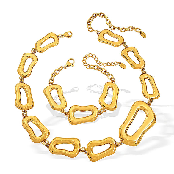 316L Stainless Steel Regular Chain Ins Style Geometric Electroplated Women's Necklace Bracelet