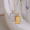Titanium Steel Retro Embossed Butterfly Animal Zodiac Pendant Necklace Gold Plated Bone Snake Chain For Women