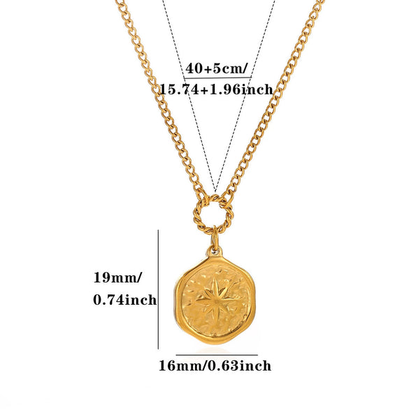 Titanium Steel Retro Floral Faux Pearl Round Pendant Necklace With Oildrop Enamel Finish And Link Chain