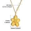Titanium Steel Retro Floral Faux Pearl Round Pendant Necklace With Oildrop Enamel Finish And Link Chain
