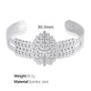 316L Stainless Steel Retro Floral Hollow Wide Bracelet With Heavy Metal Pattern And Golden Butterfly Life Tree Design Electroplated