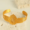 316L Stainless Steel Retro Floral Hollow Wide Bracelet With Heavy Metal Pattern And Golden Butterfly Life Tree Design Electroplated