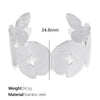 316L Stainless Steel Retro Floral Hollow Wide Bracelet With Heavy Metal Pattern And Golden Butterfly Life Tree Design Electroplated