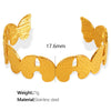 316L Stainless Steel Retro Floral Hollow Wide Bracelet With Heavy Metal Pattern And Golden Butterfly Life Tree Design Electroplated