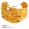 316L Stainless Steel Retro Floral Hollow Wide Bracelet With Heavy Metal Pattern And Golden Butterfly Life Tree Design Electroplated