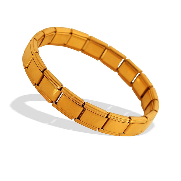 316L Stainless Steel Retro Geometric Electroplated Spring Bracelet For Women And Men