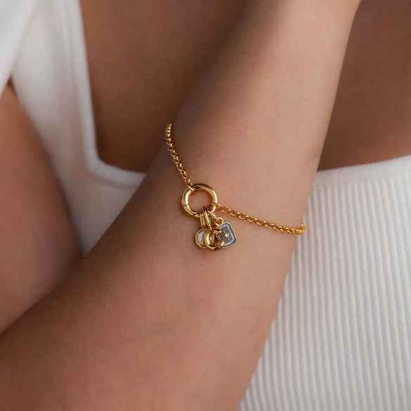 Titanium Steel Retro Minimalist Electroplated Birthstone Star Clavicle Pendant Necklace With O Word Chain