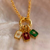 Titanium Steel Retro Minimalist Electroplated Birthstone Star Clavicle Pendant Necklace With O Word Chain