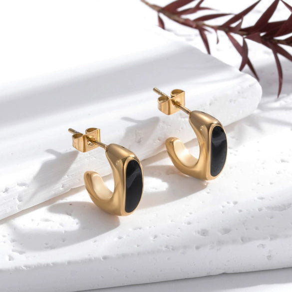 Titanium Steel Retro Oil Painting Love Long Tassel Cshaped Water Drop Heart Shape Electroplated Earrings For Women