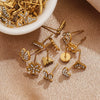 Titanium Steel Retro Old Style Women's Earrings With Heart Star Geometric Patterns And Electroplating Treatment