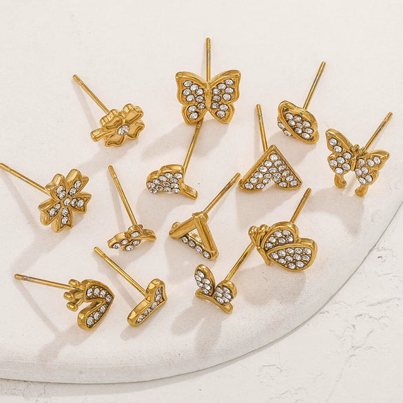 Titanium Steel Retro Old Style Women's Earrings With Heart Star Geometric Patterns And Electroplating Treatment
