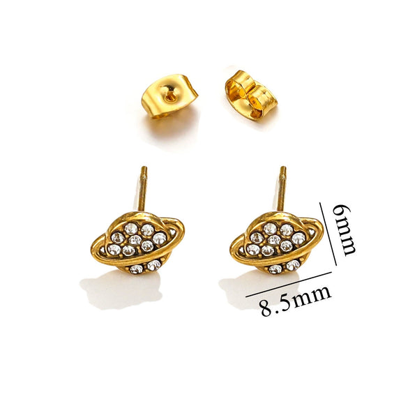 Titanium Steel Retro Old Style Women's Earrings With Heart Star Geometric Patterns And Electroplating Treatment