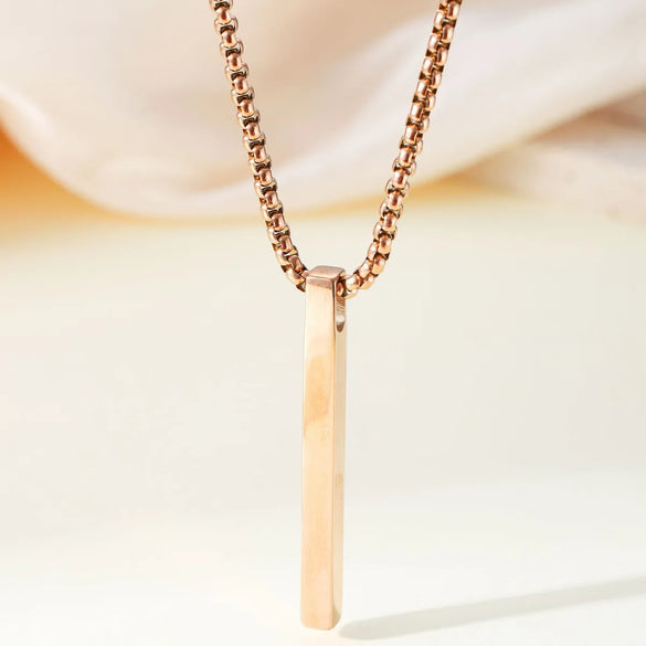 Wholesale Jewelry Retro Simple Style Geometric Customization Laser Engraving Titanium Steel 18K Gold Plated Plating Pendant Necklace