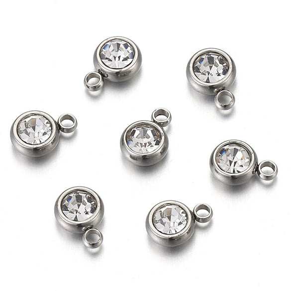 Titanium Steel Rhinestone Birthstone Pendant Jewelry Accessories With Electroplating