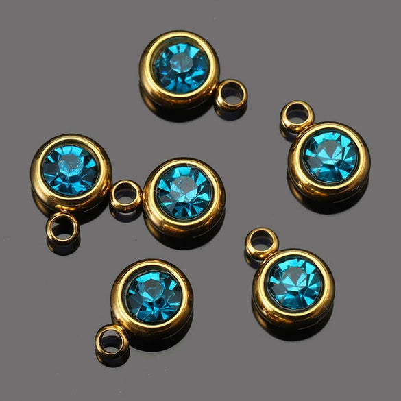 Titanium Steel Rhinestone Birthstone Pendant Jewelry Accessories With Electroplating