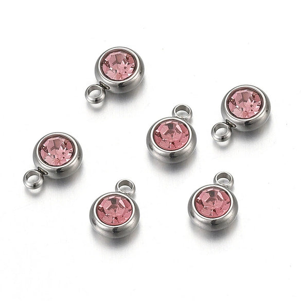 Titanium Steel Rhinestone Birthstone Pendant Jewelry Accessories With Electroplating