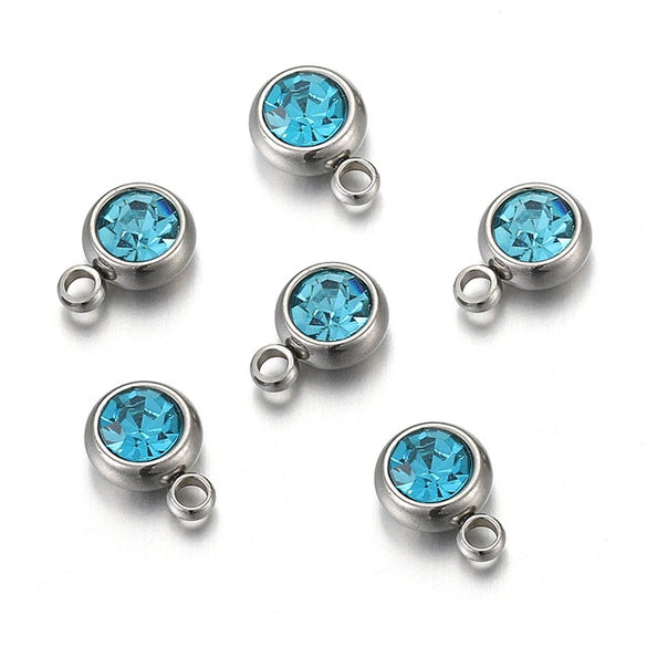 Titanium Steel Rhinestone Birthstone Pendant Jewelry Accessories With Electroplating