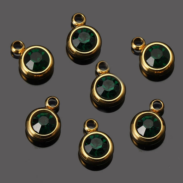 Titanium Steel Rhinestone Birthstone Pendant Jewelry Accessories With Electroplating