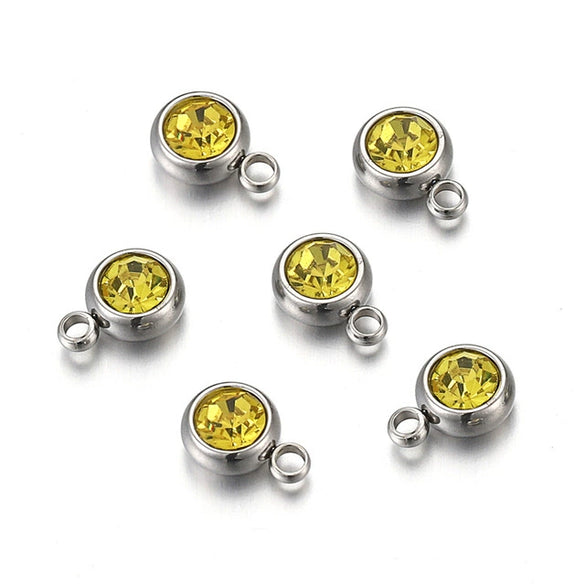 Titanium Steel Rhinestone Birthstone Pendant Jewelry Accessories With Electroplating