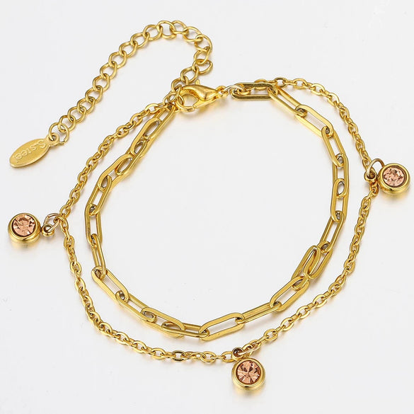 Titanium Steel Rhinestone Birthstone Pendant Jewelry Accessories With Electroplating