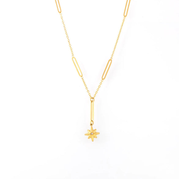 Titanium Steel Rhinestones Geometric Light Luxury Women's Pendant Necklace