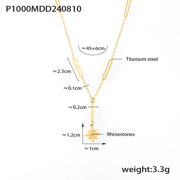 Titanium Steel Rhinestones Geometric Light Luxury Women's Pendant Necklace