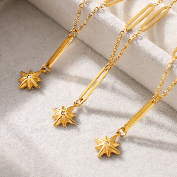 Titanium Steel Rhinestones Geometric Light Luxury Women's Pendant Necklace