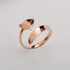 Titanium Steel Rhombus Fox Ring For Women With 18K Rose Gold Electroplating
