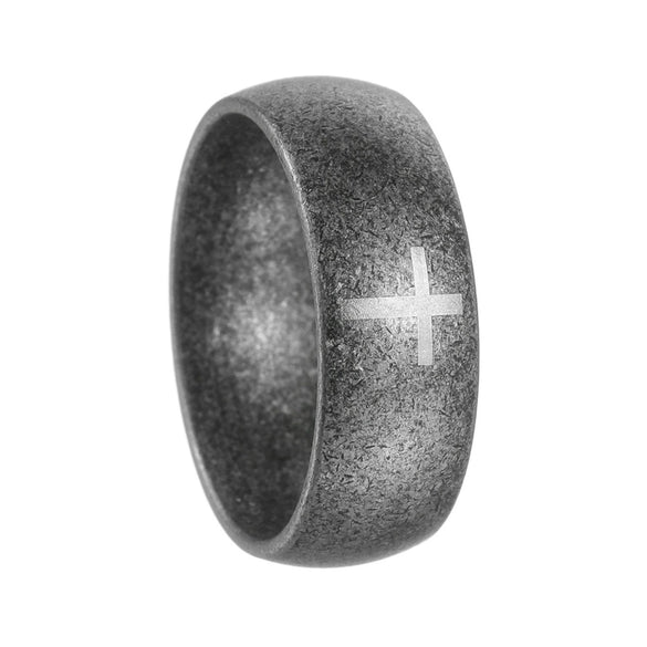 Titanium Steel Ring And Bracelet Unisex With Geometric Pattern And Distressed Design