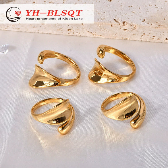 Titanium Steel Ring And Bracelet With Animal Zodiac U Shaped Geometric Pattern Electroplated Minimalist Style For Women