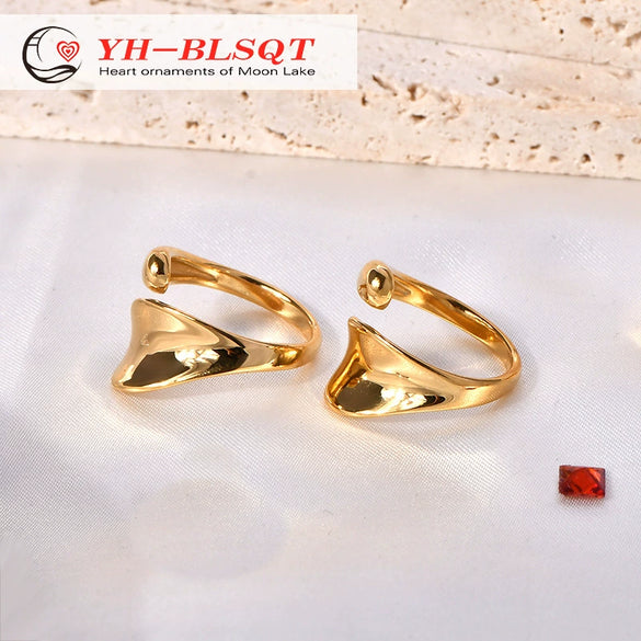 Titanium Steel Ring And Bracelet With Animal Zodiac U Shaped Geometric Pattern Electroplated Minimalist Style For Women