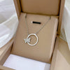 Titanium Steel Ring And Clavicle Chain With Geometric Pattern And Electroplating For Women And Unisex