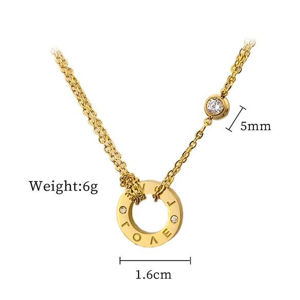 Titanium Steel Ring And Necklace With Geometric Pattern Electroplating In Cartoon Style For Unisex