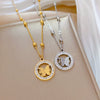 Titanium Steel Ring And Necklace With Geometric Pattern For Women Electroplating Treatment