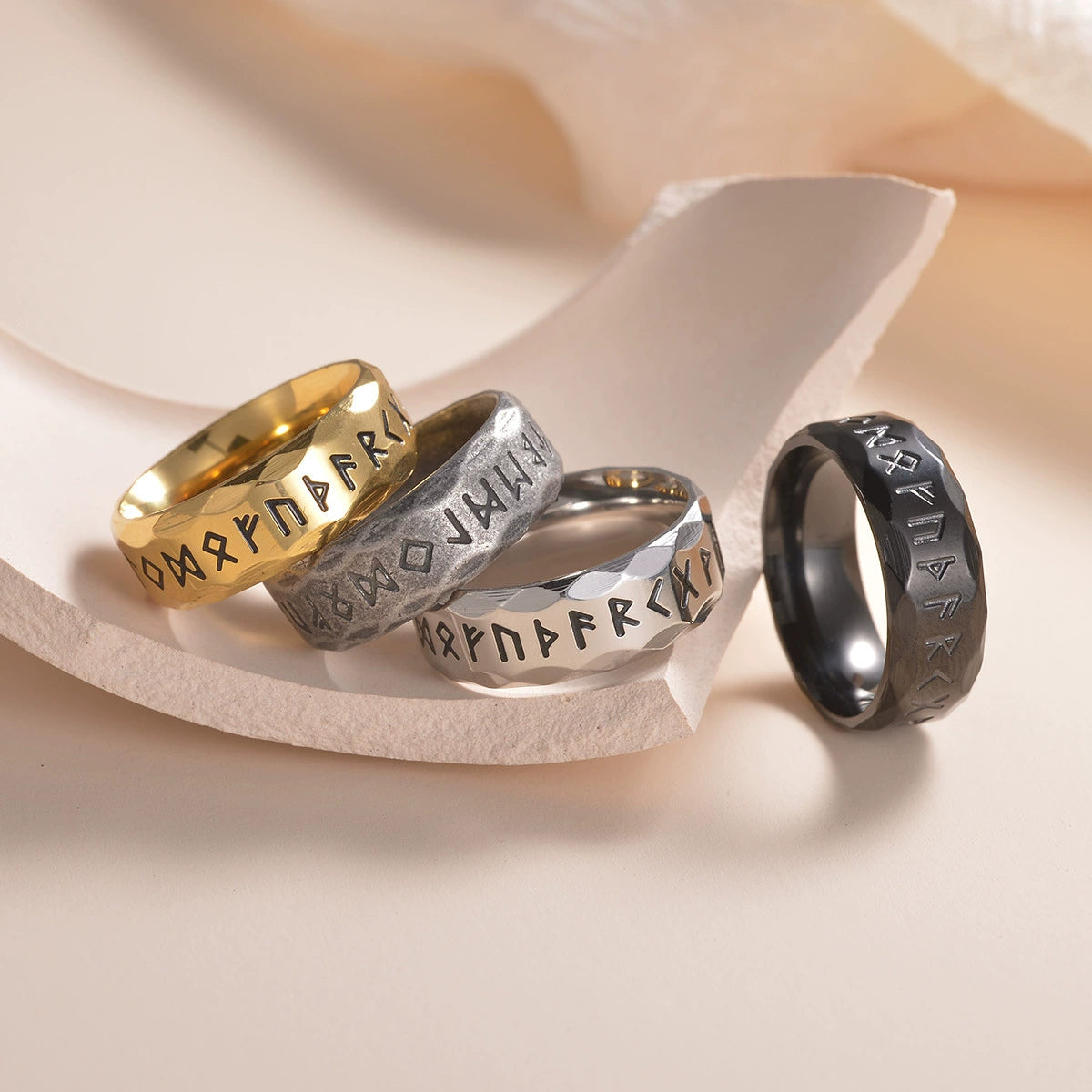 Titanium Steel Ring Antique Silver Retro With Letters Numbers Text Ele ...