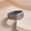 Titanium Steel Ring Antique Silver Retro With Letters Numbers Text Electroplating For Men