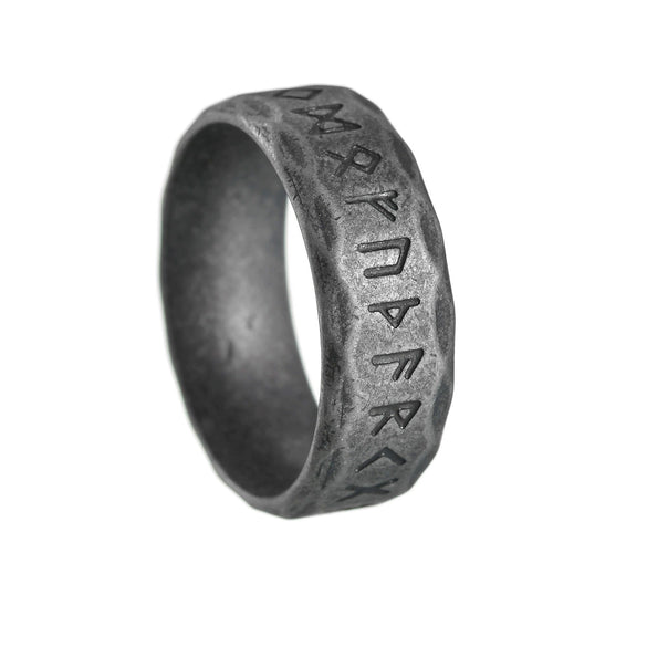 Titanium Steel Ring Antique Silver Retro With Letters Numbers Text Electroplating For Men