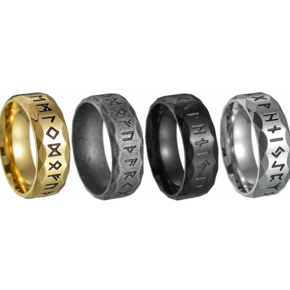 Titanium Steel Ring Antique Silver Retro With Letters Numbers Text Electroplating For Men