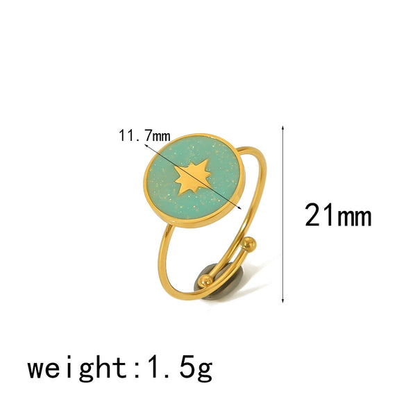 Titanium Steel Ring For Women Niche Style With Oil Dropping Treatment Heart Flowers Leaves Star Pattern