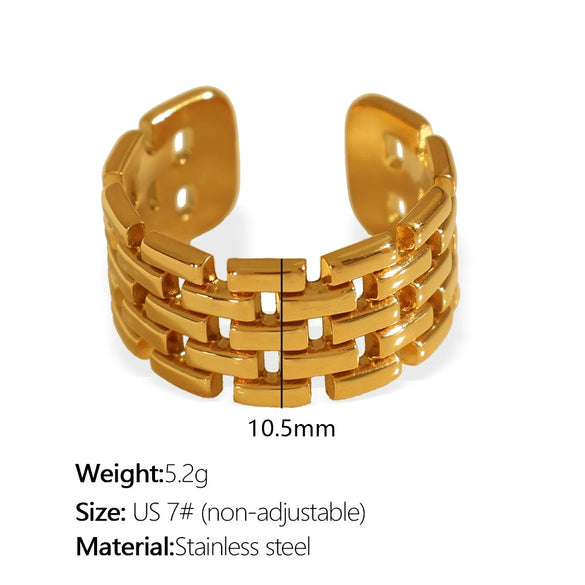 316L Stainless Steel Ring Geometric Design Electroplated For Women