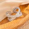 Titanium Steel Ring Geometric Hollow Leaf Design Electroplating Light Luxury Style For Ladies